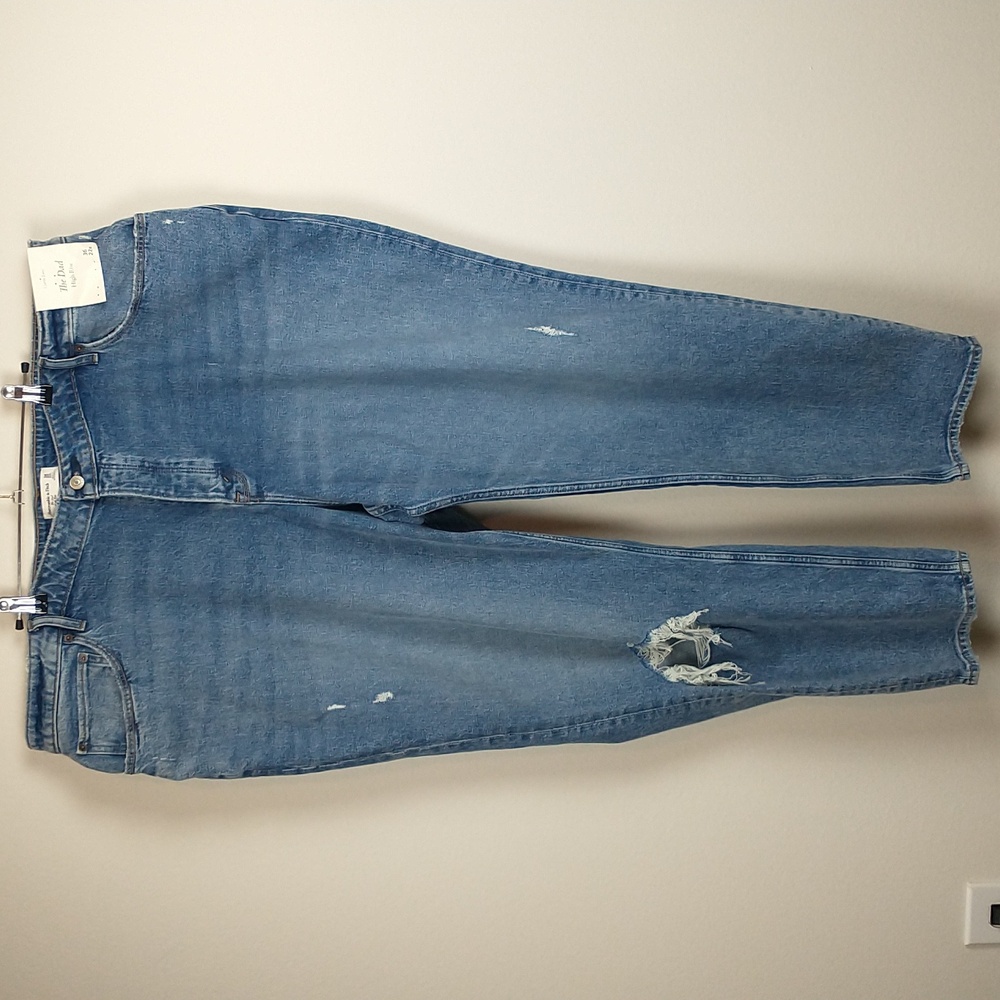 NEW Abercrombie & Fitch The Dad High Rise Jeans Womens Plus 22 Curve Love Ripped